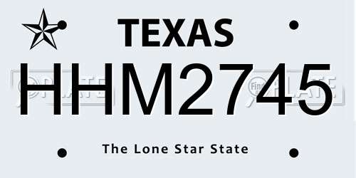 HHM2745 Texas License Plate