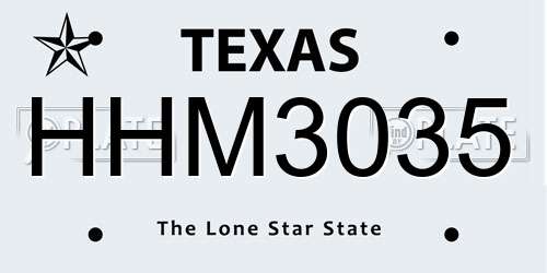 HHM3035 Texas License Plate
