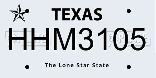 HHM3105 Texas License Plate