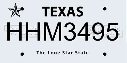 HHM3495 Texas License Plate