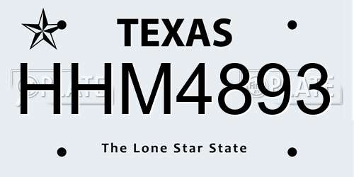 HHM4893 Texas License Plate