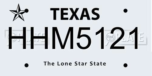HHM5121 Texas License Plate