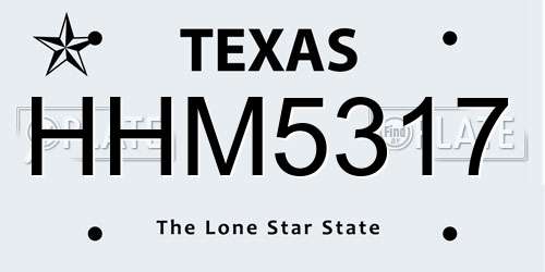 HHM5317 Texas License Plate