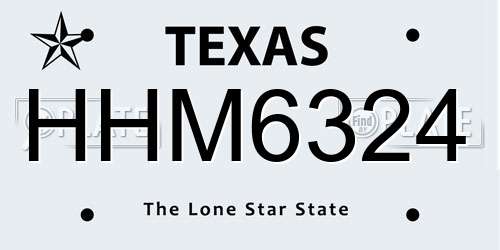 HHM6324 Texas License Plate