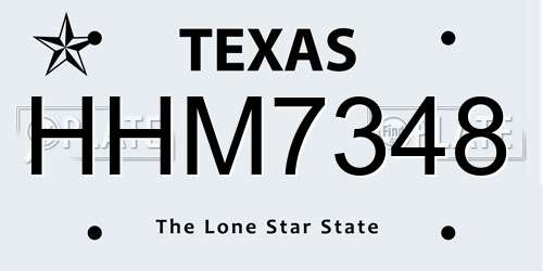 HHM7348 Texas License Plate
