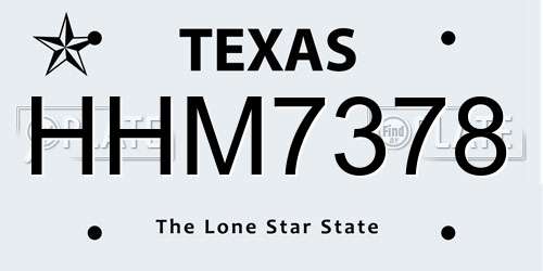 HHM7378 Texas License Plate