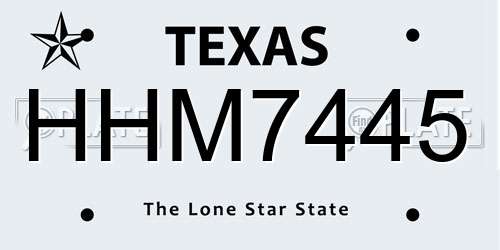 HHM7445 Texas License Plate