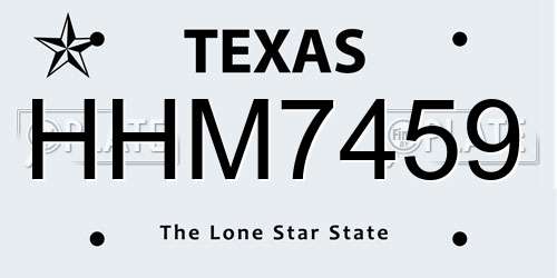 HHM7459 Texas License Plate