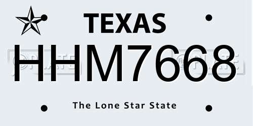 HHM7668 Texas License Plate