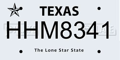 HHM8341 Texas License Plate