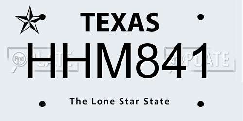 HHM841 Texas License Plate