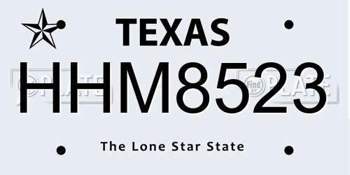 HHM8523 Texas License Plate