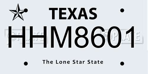 HHM8601 Texas License Plate