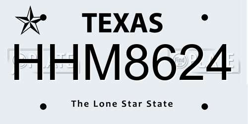 HHM8624 Texas License Plate
