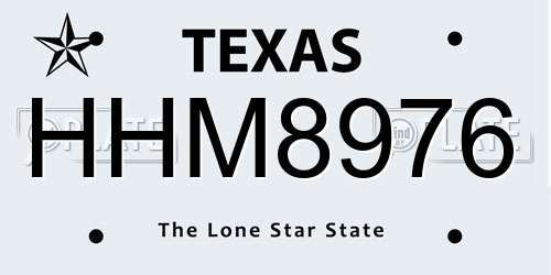 HHM8976 Texas License Plate