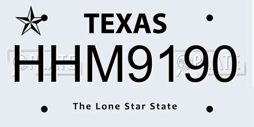 HHM9190 Texas License Plate
