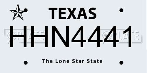 HHN4441 Texas License Plate