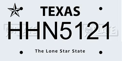 HHN5121 Texas License Plate