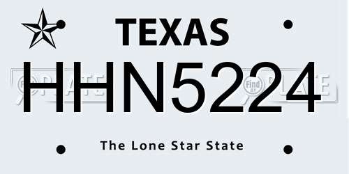 HHN5224 Texas License Plate