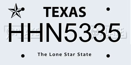 HHN5335 Texas License Plate