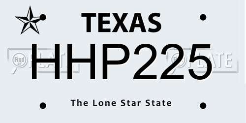 HHP225 Texas License Plate