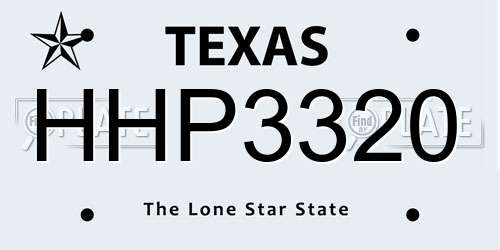 HHP3320 Texas License Plate