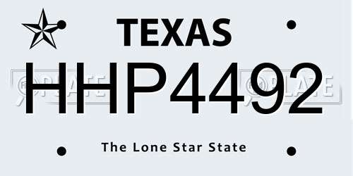 HHP4492 Texas License Plate