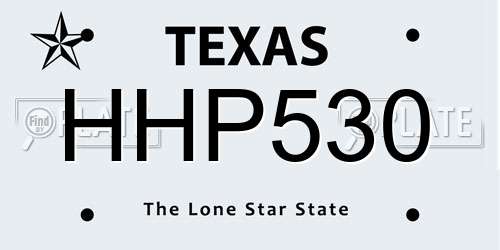 HHP530 Texas License Plate