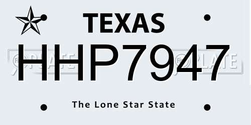 HHP7947 Texas License Plate