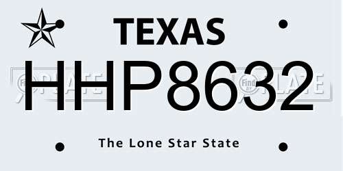 HHP8632 Texas License Plate