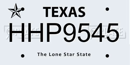 HHP9545 Texas License Plate