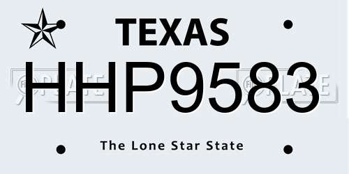 HHP9583 Texas License Plate