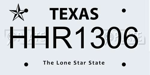 HHR1306 Texas License Plate