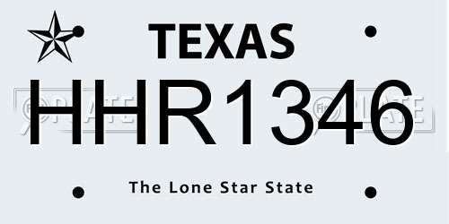 HHR1346 Texas License Plate