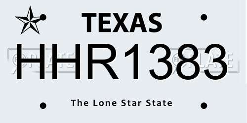 HHR1383 Texas License Plate