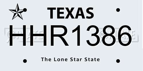HHR1386 Texas License Plate