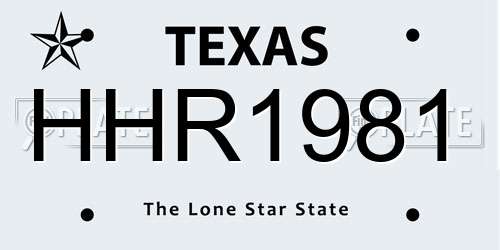 HHR1981 Texas License Plate