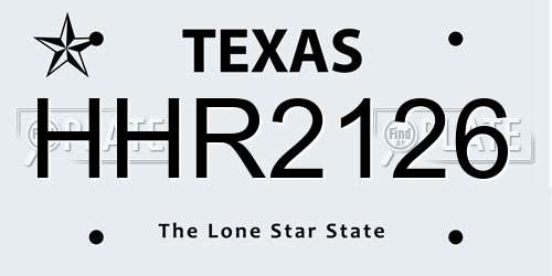HHR2126 Texas License Plate