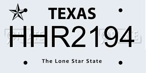 HHR2194 Texas License Plate
