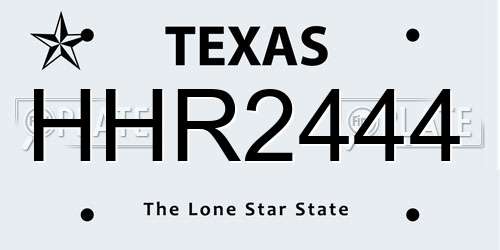 HHR2444 Texas License Plate