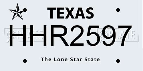 HHR2597 Texas License Plate