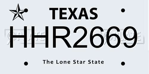 HHR2669 Texas License Plate