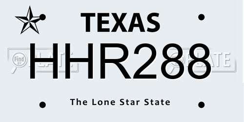 HHR288 Texas License Plate