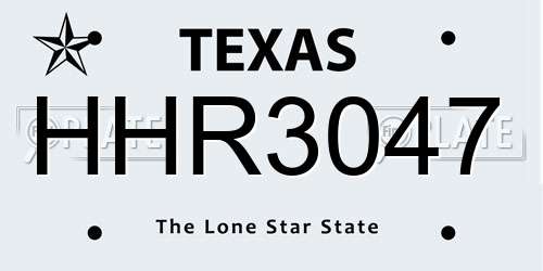 HHR3047 Texas License Plate