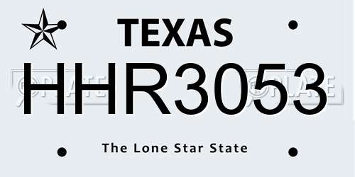 HHR3053 Texas License Plate