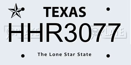 HHR3077 Texas License Plate
