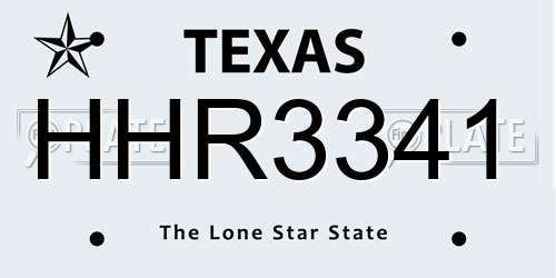 HHR3341 Texas License Plate
