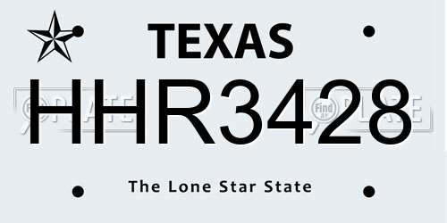 HHR3428 Texas License Plate