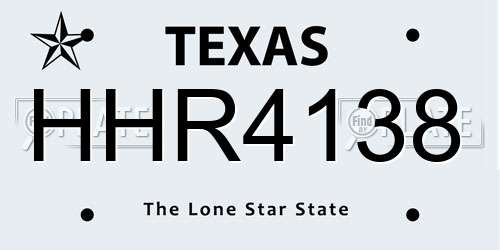 HHR4138 Texas License Plate