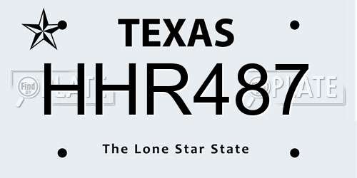 HHR487 Texas License Plate